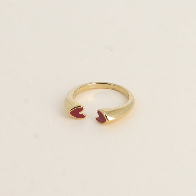 Bague - deux coeurs plats en émail