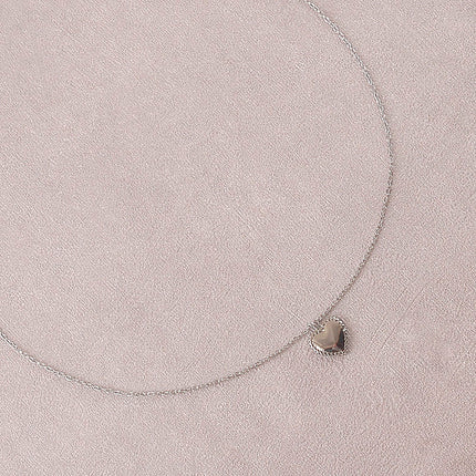 Necklace - shiny heart with milgrain effect edges