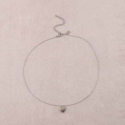 Necklace - shiny heart with milgrain effect edges