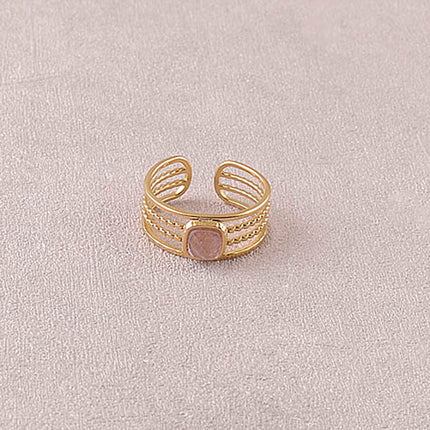 Bague - 4 rangs, pierre naturelle carrée
