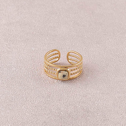 Bague - 4 rangs, pierre naturelle carrée