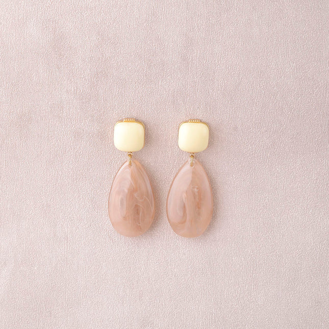 Dangle earrings - 2 resin pieces, square and teardrop