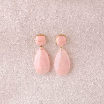 Dangle earrings - 2 resin pieces, square and teardrop