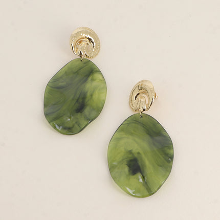 Boucles pendantes - 2 pièces en résine, noeud et goutte ondulée