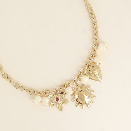 Collier - soleil, coeur, fleur