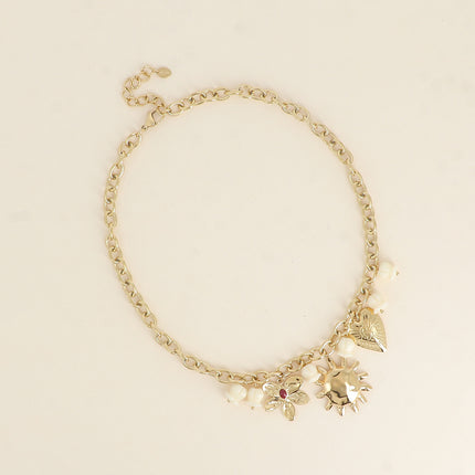 Collier - soleil, coeur, fleur