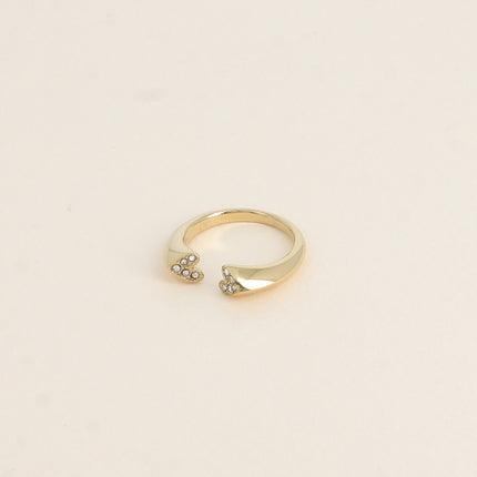 Bague ouverte - deux coeurs plats et oxydes de zirconium