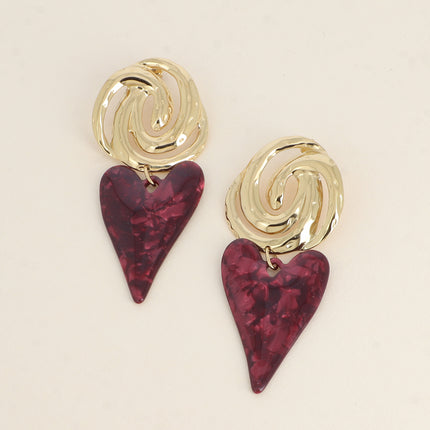 Boucles pendantes - 2 pièces en résine, noeud et coeur 36 x 95 mm