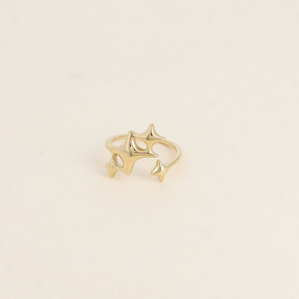 Bague ouverte - anneau tressé et 4 étoiles du Nord