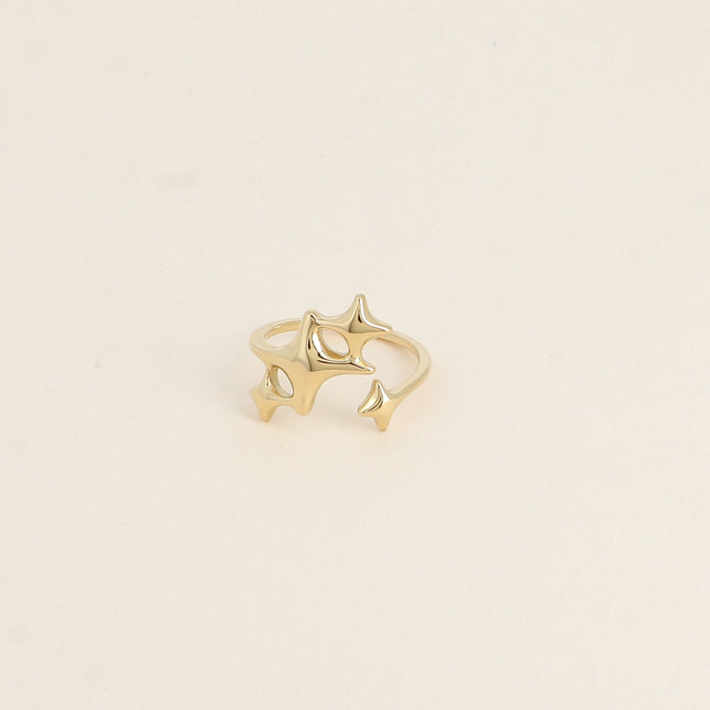 Bague ouverte - anneau tressé et 4 étoiles du Nord