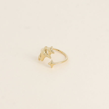 Bague ouverte - anneau tressé et 4 étoiles du Nord