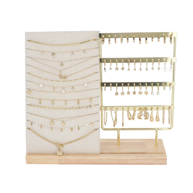 Kit de 24 paires de boucles et 24 (12+12) colliers - doré - prix moyen de 5,50€/pc - Présentoir offert