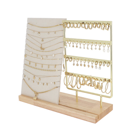 Kit de 24 paires de boucles et 24 (12+12) colliers - doré - prix moyen de 5,50€/pc - Présentoir offert