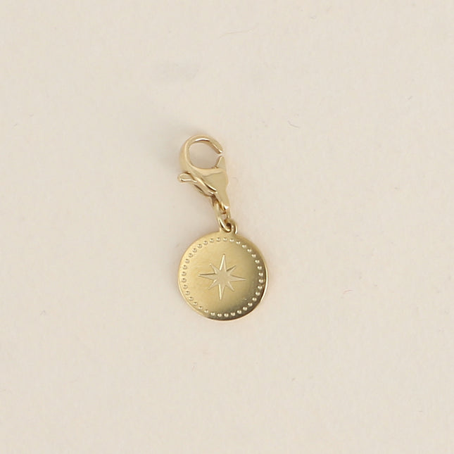 Charm - pendentif rond avec étoile de Nord