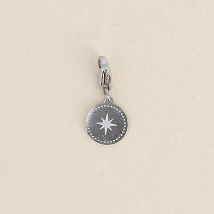 Charm - pendentif rond avec étoile de Nord