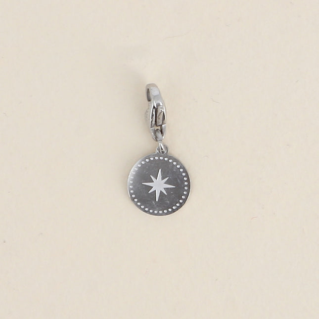 Charm - pendentif rond avec étoile de Nord