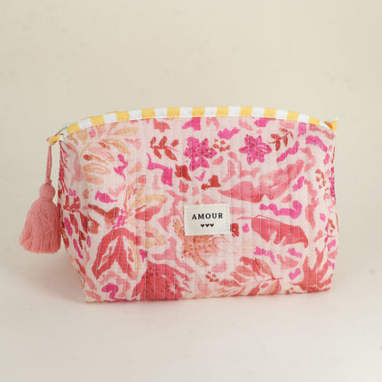 Grande trousse - jolis motifs et AMOUR avec 3 coeurs, 100% polyester, 20 x 11 x 11,5 cm
