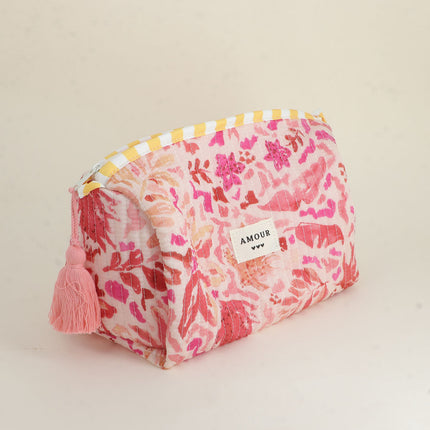 Grande trousse - jolis motifs et AMOUR avec 3 coeurs, 100% polyester, 20 x 11 x 11,5 cm