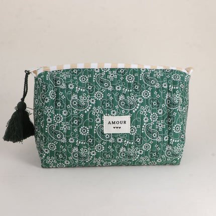 Grande trousse - jolis motifs et AMOUR avec 3 coeurs, 100% polyester, 20 x 11 x 11,5 cm