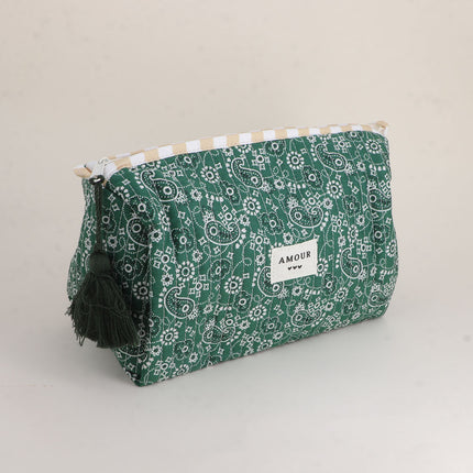 Grande trousse - jolis motifs et AMOUR avec 3 coeurs, 100% polyester, 20 x 11 x 11,5 cm
