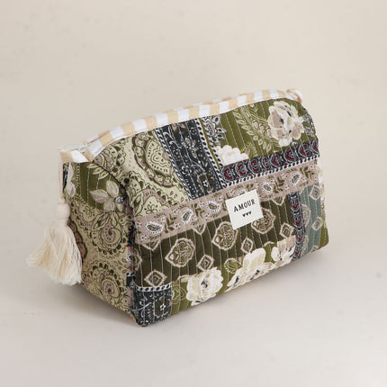 Grande trousse - jolis motifs et AMOUR avec 3 coeurs, 100% polyester, 20 x 11 x 11,5 cm