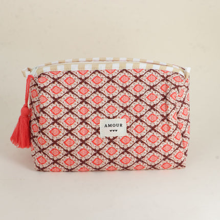 Grande trousse - jolis motifs et AMOUR avec 3 coeurs, 100% polyester, 20 x 11 x 11,5 cm