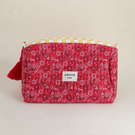 Grande trousse - jolis motifs et AMOUR avec 3 coeurs, 100% polyester, 20 x 11 x 11,5 cm