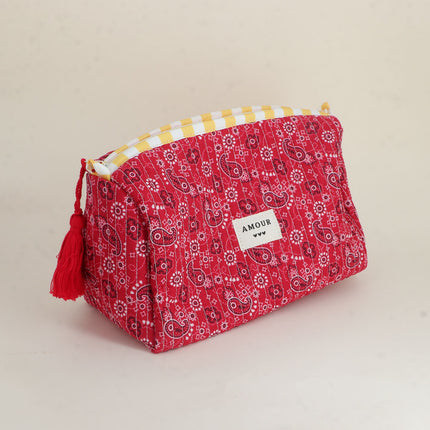 Grande trousse - jolis motifs et AMOUR avec 3 coeurs, 100% polyester, 20 x 11 x 11,5 cm