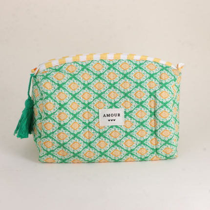 Grande trousse - jolis motifs et AMOUR avec 3 coeurs, 100% polyester, 20 x 11 x 11,5 cm