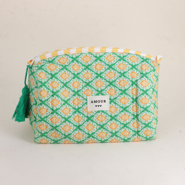 Grande trousse - jolis motifs et AMOUR avec 3 coeurs, 100% polyester, 20 x 11 x 11,5 cm