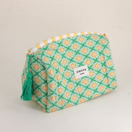Grande trousse - jolis motifs et AMOUR avec 3 coeurs, 100% polyester, 20 x 11 x 11,5 cm