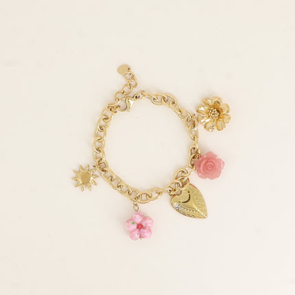Bracelet - resin flowers, ceramic, sun, heart