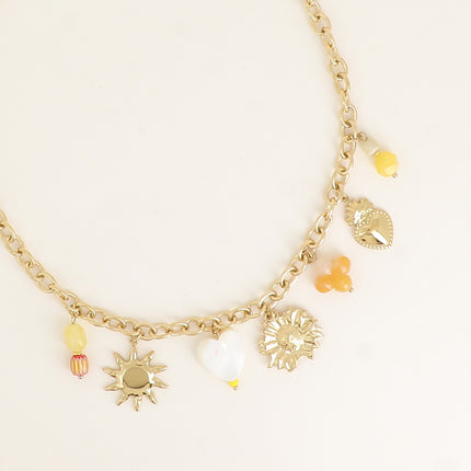 Necklace - sun, heart, flower, clover, resin, heart