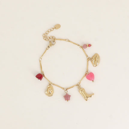 Bracelet - beads, flower, star, hat, boot, mouth, heart