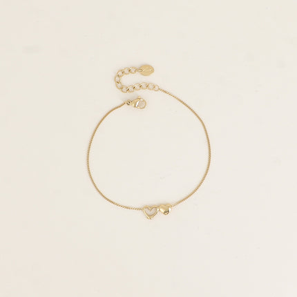 Bracelet - delicate curb chain and two hearts