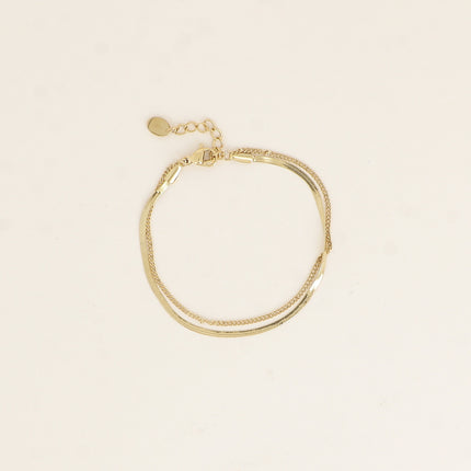 Bracelet - 2 rangs, miroir et fine gourmette