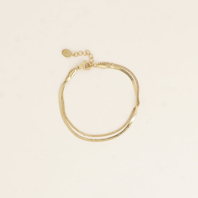 Bracelet - 2 rangs, miroir et fine gourmette