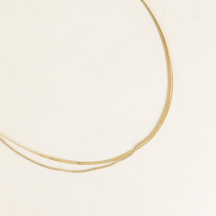 Collier - 2 rangs, miroir et fine gourmette