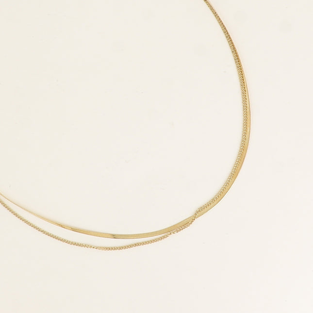 Collier - 2 rangs, miroir et fine gourmette