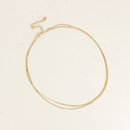 Collier - 2 rangs, miroir et fine gourmette