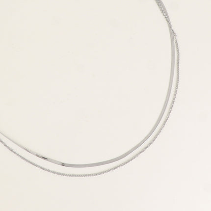 Collier - 2 rangs, miroir et fine gourmette