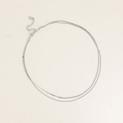 Collier - 2 rangs, miroir et fine gourmette