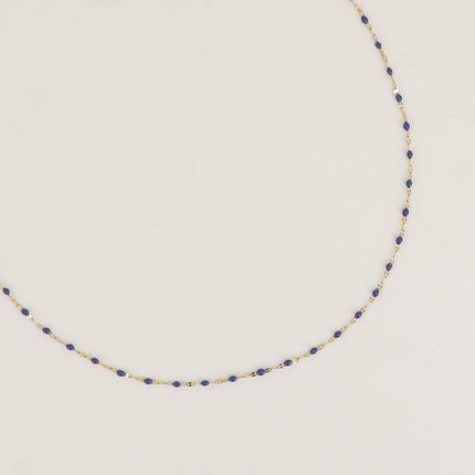 Collier - maille type grain de café plat et aux touches émaillées
