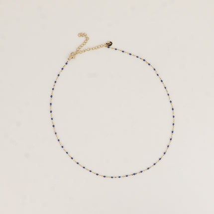 Collier - maille type grain de café plat et aux touches émaillées