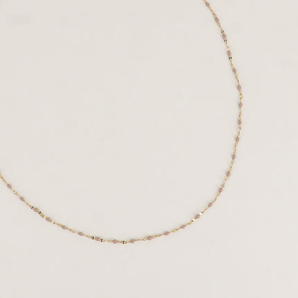 Collier - maille type grain de café plat et aux touches émaillées