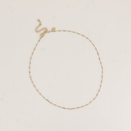 Collier - maille type grain de café plat et aux touches émaillées