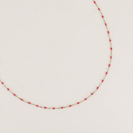 Collier - maille type grain de café plat et aux touches émaillées