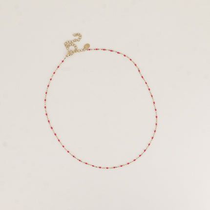 Collier - maille type grain de café plat et aux touches émaillées