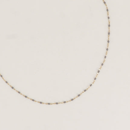 Collier - maille type grain de café plat et aux touches émaillées