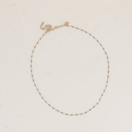 Collier - maille type grain de café plat et aux touches émaillées